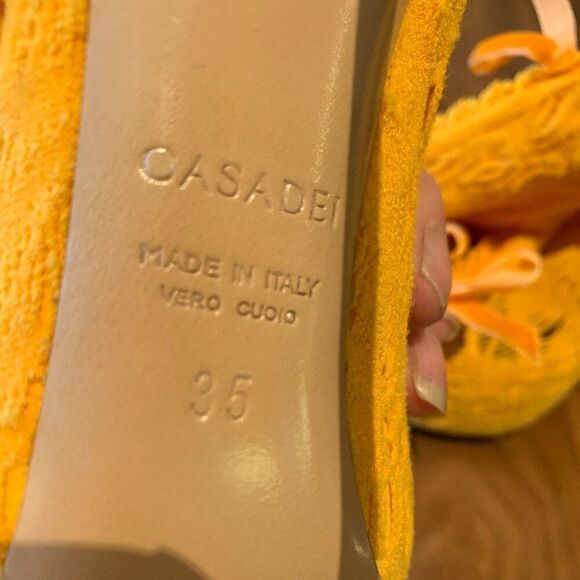 Casadei BOOTS, yes boots, over knee knit , saffron yellow, new, euro sz 35, sz 4 - Picture 4 of 16